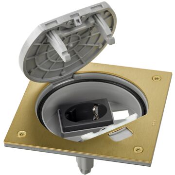 Unidad con base schuko y aloj.rj45 laton