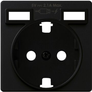Tapa para la base de enchufe schuko con 2 cargadores usb tipo a 10,5w negro mate simon 82