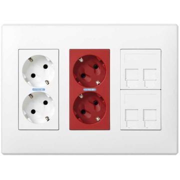 Kit caja pared sai para 4 rj 3 mód. bl.