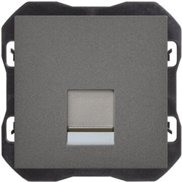 Tapa de voz y datos plana con guardapolvo con 1 conector rj45 titanio simon 270