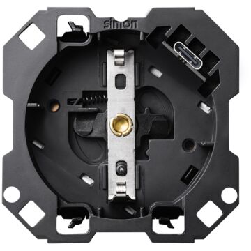 Base de enchufe schuko 16 a 250v~ con cargador usb c 10,5w simon 100