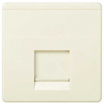 Placa de voz y datos plana con guardapolvo para 1 conector rj45 amp® marfil simon 27 play