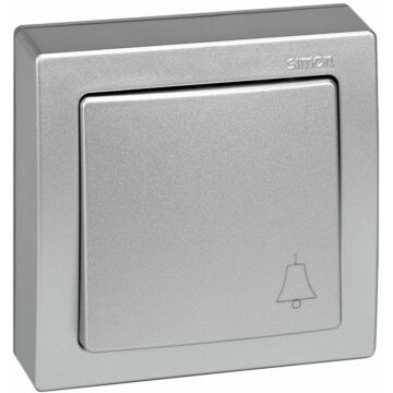 Pulsador monobloc con grabado campana 10 a 250v~ con sistema de embornamiento a tornillo aluminio simon 73 loft