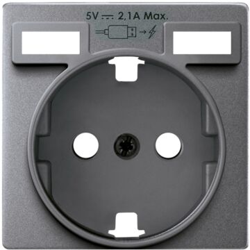 Tapa para la base de enchufe schuko con 2 cargadores usb tipo a 10,5w aluminio frio simon 82