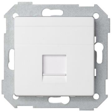 Placa de voz y datos plana con guardapolvo para conector rj45 blanco mate simon 82 concept