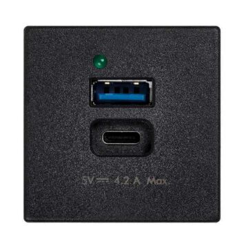 Cargador 2xusb k45 tipo a+c 5vdc 4,2a gr