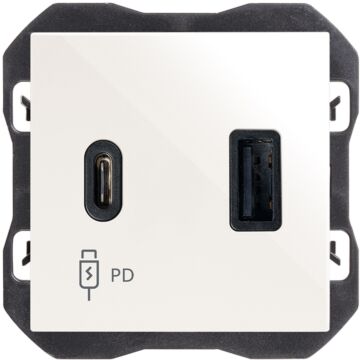 Cargador usb doble a+c 30w power delivery blanco simon 270
