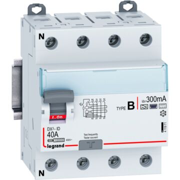 Interruptor diferencial dx³ - 4p- 400v~- 40a - tipo b - 300ma - 4 módulos