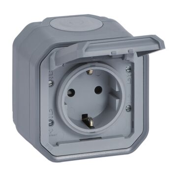 Base de corriente monobloc superficie plexo ip 55 - 16a - 2p+t - embornamiento con tornillos- gris