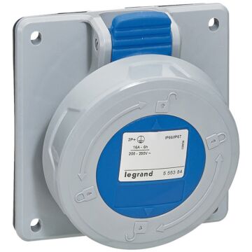Bases para cuadros entreejes unificado p17 pro. 2p+t, 32a, 200/250v~, ip66/67. color azul