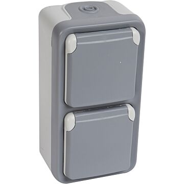 Base de corriente plexo ip 55 - 16a - 2x2p+t - instalación en superficie vertical - gris
