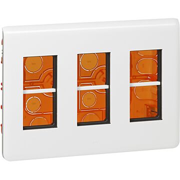 Caja de puesto de trabajo empotrado mosaic para 3x4 módulos - material plástico - blanco