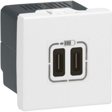 Base cargador usb 2mod dos puertos tipo c+c - 3a - 15w - blanco