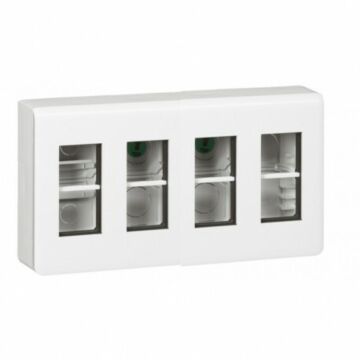 Caja de puesto de trabajo en superficie mosaic para 4x4 módulos - material plástico - blanco