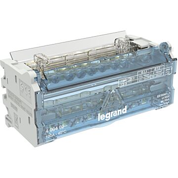 Repartidor modular de barras escalonadas - 2 polos - 100a - 10 salidas - 6 módulos