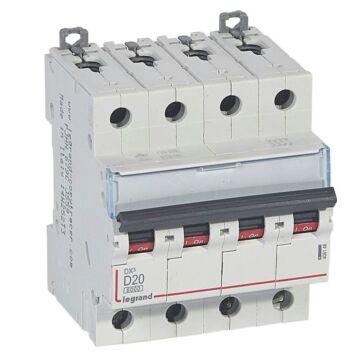 Magnetotérmico dx³ 6000/10 ka - 4p - 400 v~ - 20a - curva d
