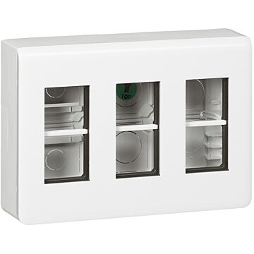 Caja de puesto de trabajo en superficie mosaic para 3x4 módulos - material plástico - blanco