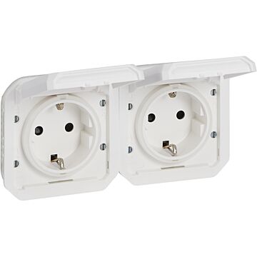 Base de corriente precableada plexo ip 55-2x2p+t horizontal-modular-blanco