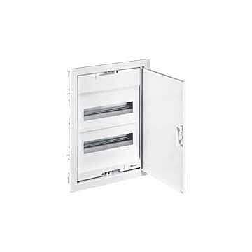 Caja modular de empotrar nedbox con puerta metálica extraplana - 2 filas de 12+2 módulos