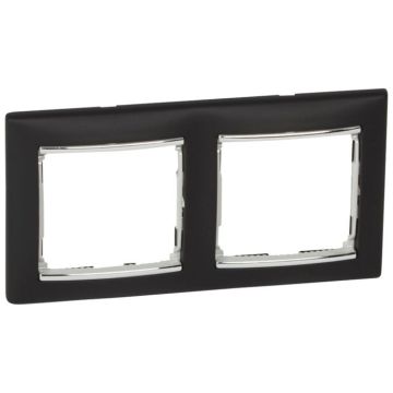 Placa embellecedora valena de 2 elementos de color negro y plata para montaje horizontal