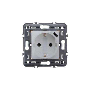 Valena next 1 toma de corriente 2p+t estándar alemana + cargador usb tipo c precableado - alu