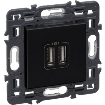 Cargador usb valena next - 2 usb tipo a+a - 2.400 ma - 12w -dark