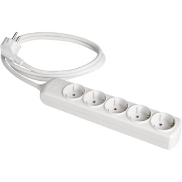 Prolongador con 5 bases 2p+t, 16a 250v~. 2 m de cable.