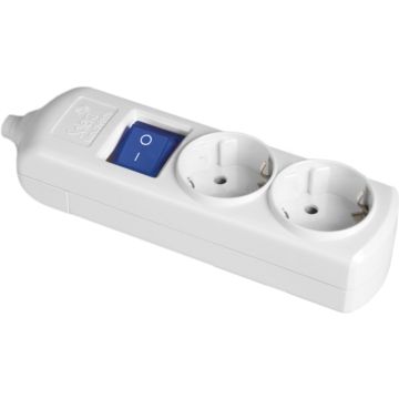 Base múltiple de 2 tomas 2p+t, 16a 250v~. con interruptor luminoso.