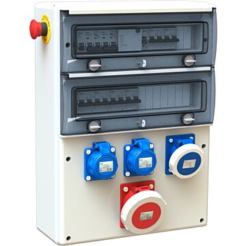 Cuadro industrial de 2 bases schuko 2p+t 250v ip67