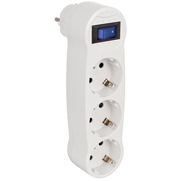 Adaptador triple 2p+t, 16a 250v~. con interruptor luminoso. color blanco.
