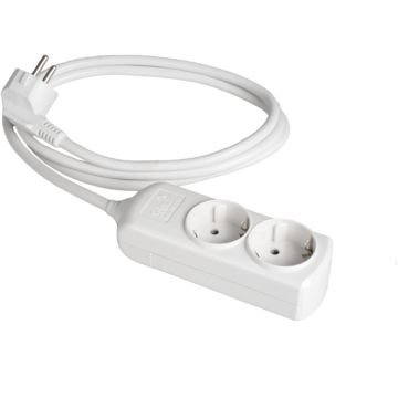Prolongador con 2 bases 2p+t, 16a 250v~. 1,5 m de cable.