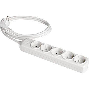 Prolongador con 5 bases 2p+t, 16a 250v~. 5 m de cable.