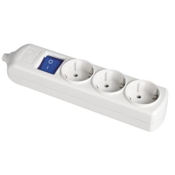 Base múltiple de 3 tomas 2p+t, 16a 250v~.  con interruptor luminoso.