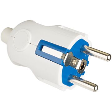 Clavija 2p+t, 16a 250v~. color blanco. dos opciones de entrada de cable.