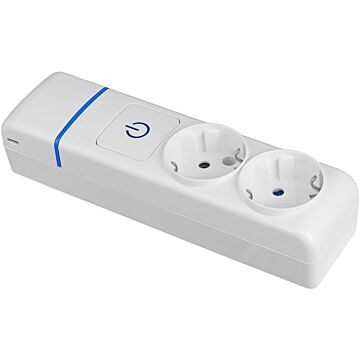 Base múltiple de 2 tomas 2p+t, 16a 250v~.  con interruptor luminoso.