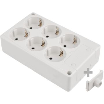 Base múltiple de 6 tomas 2p+t, 16a 250v~.