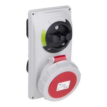 Base industrial trascuadro interblocante 3p+n+t, 32a 400v~. ip67.
