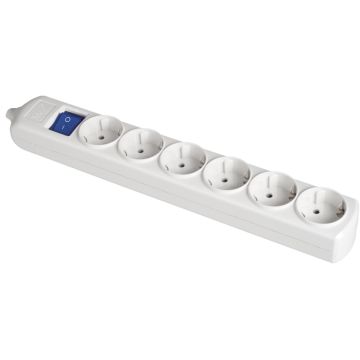 Base múltiple de 6 tomas 2p+t, 16a 250v~. con interruptor luminoso.