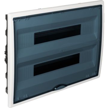 Caja de distribución de empotrar para 36+4 elementos. puerta fumé.