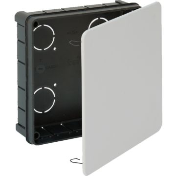 Caja de conexión de empotrar. de 150 x 150 mm. tapa con garra metálica.