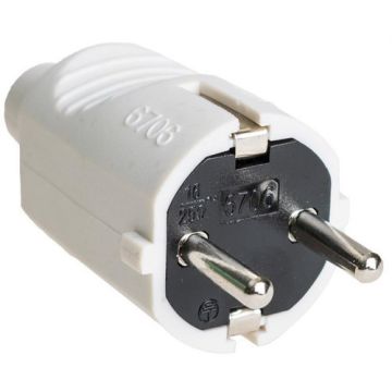 Clavija tt lateral 10/16a 250v pvc goma blanca