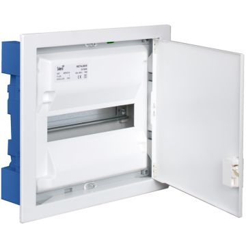 Caja de distribucion de empotrar en tabique hueco de 14 elementos. sistema de fijación mediante garras metálicas ref. g-mp28.