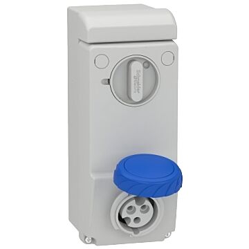 Unika interlocked socket - 16 a - 2p + e - 200...250 v ac - ip65 - wall