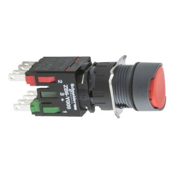 Pulsador circular rojo ø 16 - 1nc