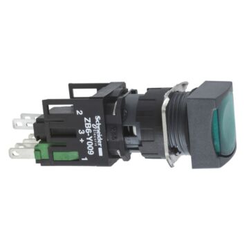 Pulsador luminoso cuadrado verde ø 16 - pulsar-pulsar - 1na+1nc - 24v