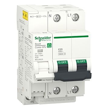 Limitador iga de sobretensiones transitorias y permanentes, resi9 combi; 1p+n; 25 a