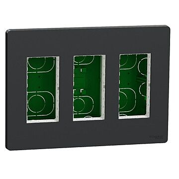 New unica system +, puesto de trabajo 3 columnas empotrar antracita