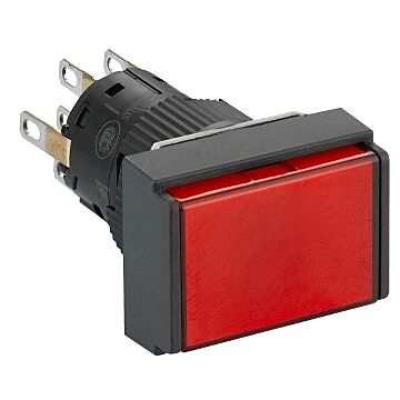 Pulsador luminoso rectangular rojo ø16 - 2nanc - 24v