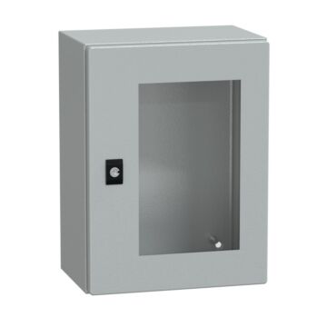 Spacial crn puerta transparente sin placa de montaje h400xw300xd200 ip66 ik08 ral7035..