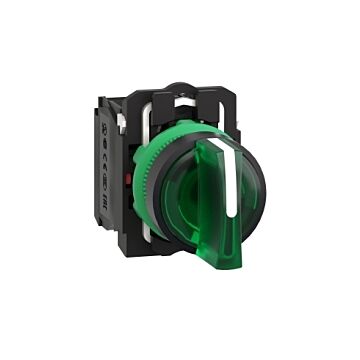 Selector luminoso verde 3 posiciones   fijas 24v 1na1nc